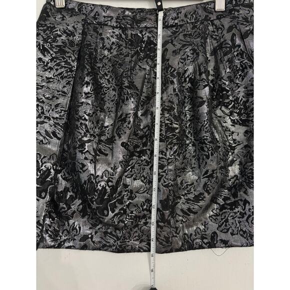 Metallic brocade Theme size small pleated m a line miniskirt pockets mod gothic - Picture 7 of 7